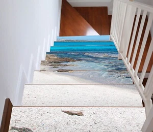 3D White Sand G137 Stair Risers Decoration Photo Mural Vinyl Decal Wallpaper E - Picture 1 of 6