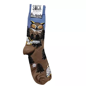 Sock It To Me Crew Men Women Owl Night Mountain Forest Hedwig Nocturnal NWT NEW - Picture 1 of 10