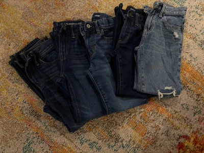 Lote de 5 jeans de pierna recta GAP azul marino antiguo talla 8 para niños años 90 originales incorporados resistentes Foto 1 de 4