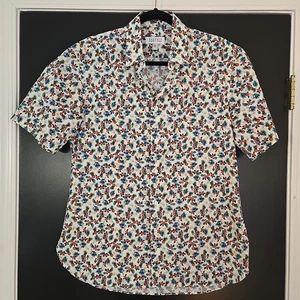 Camisa Barneys New York Para Hombre Piña Flores Abotonada Talla M Hawaiian Beach - Imagen 1 de 8