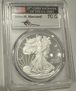 2018-W $1 PCGS PR 70 DCAM Silver Eagle First Day Issue 1 of 500 Mercanti Flag - Picture 1 of 2