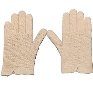 Vintage Womens Ladies Hand Gloves Tan Stretch Knit Dart on Front Edge - Picture 1 of 8
