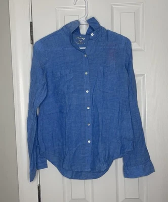 Lilly Pulitzer длинным рукавом льняной море вид рубашка на пуговицах синий размер XXS новый - Изображение 1 из 4