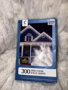 New Indoor Outdoor 300 Mini Clear 19.5’ Lighted White Wire Icicle Lights Set - Picture 1 of 7
