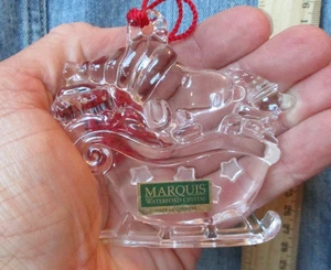 MARQUIS WATERFORD CRYSTAL PEANUTS SNOOPY AND WOODSTOCK IN SLEIGH ORNAMENT ORN87 - Picture 1 of 3