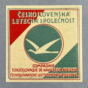 CSA Czechoslovak State Airlines Original Airline Luggage Label Vintage Art Deco - Picture 1 of 2