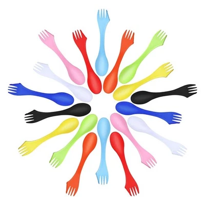 27 Pieces Camping Sporks Plastic  Spoon Fork and  Utensils Kit for6361 - image 1 of 4