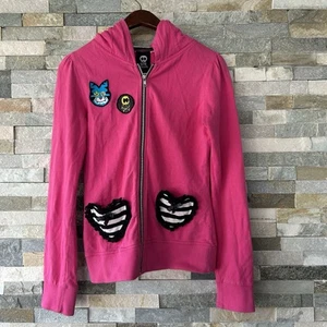 Jessica Louise Rosa Estampado Tigre Apliques Tachuelas Escena Cremallera Capucha Orejas de Gato S - Imagen 1 de 6