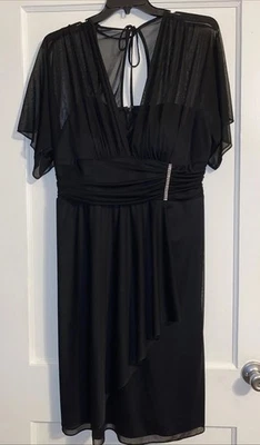 Dressbarn Collection Dress Elegant Womens Size 16W Black Sheer Top Sleeves Lined - Image 1 of 4