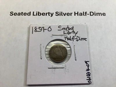 Media moneda de diez centavos 1859 O Seated Liberty 90 % plata tipo 2 con estrellas sin flechas 061024 09ak Foto 1 de 4