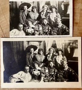 Vtg 1910 RPPC Follies Amateur Theatre Group Postcard Clown Cowboy Costumes Photo - Picture 1 of 4