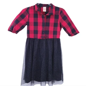 Buffalo Plaid Girls Dress Red Black Large 10-12, Tulle Skirt, Christmas Holiday - Picture 1 of 4