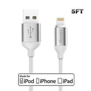 2 charging Cable 5ft Heavy Duty USB Charge Cord Apple iPhone X 8 7 White 8 Pin - Picture 1 of 1