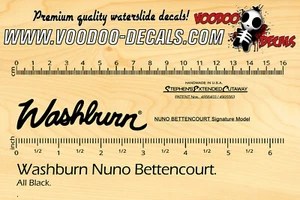 Washburn Nuno Bettencourt Set (ALL BLACK) Headstock Waterslide decals
