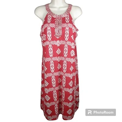 I.N.C International Concepts Red & White Sleeveless Beaded Halter Dress Large - Image 1 of 4