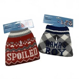 NWT Vibrant Life Dog Pet  Sweater Set 2 Pack  XS Red & White  Knit Holiday Style - Picture 1 of 7