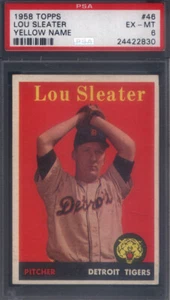 1958 Topps #46 Lou Sleater Yellow Name Tigers PSA 6 - Picture 1 of 2