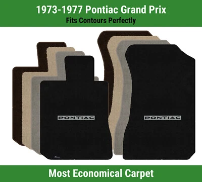 Alfombrillas delanteras Lloyd Velourtex para Grand Prix '73-77 con Pontiac negro sobre plata Foto 1 de 4