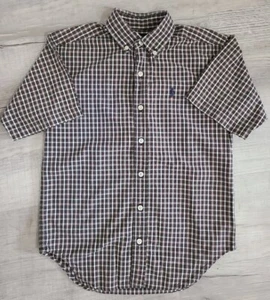Ralph Lauren Button Up Shirt Small Gingham Green Red Short Sleeve Polo Boys - Picture 1 of 7
