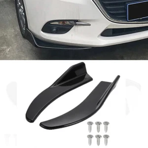 Schwarz Glänzend Vorne / Heck Spoiler Lippe Ecken Flaps Splitter Links+Rechts - Bild 1 von 10