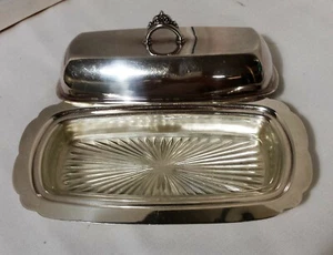 Plato de mantequilla cubierto con placa de plata B. ALTMAN CO #70 y REVESTIMIENTO DE VIDRIO - Imagen 1 de 8