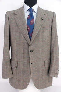 Oxxford Clothes 2Btn Sport Coat Jacket Gray Red Glen Plaid Check Men’s 42L - Picture 1 of 10