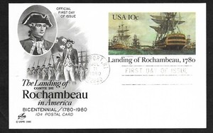 #UX84 10c Landing of Rochambeau, 1780 - Postal Card - ArtCraft FDC