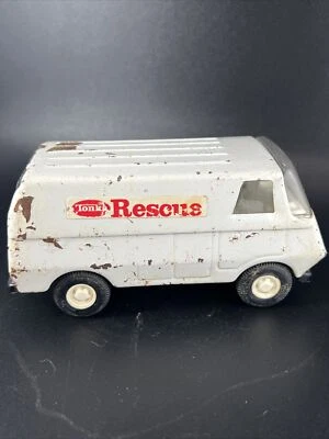 Furgoneta de rescate Tonka 55360 acero prensado metal blanco años 70 Foto 1 de 4