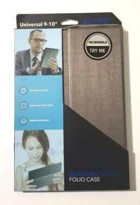 Accellorize Universal Reversible Cover Folio Case for 9-10" Tablets Silver - Image 1 of 4