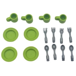 Playmobil lote 4 platos verde claro cubiertos tazas cocina casa ciudad - Imagen 1 de 1