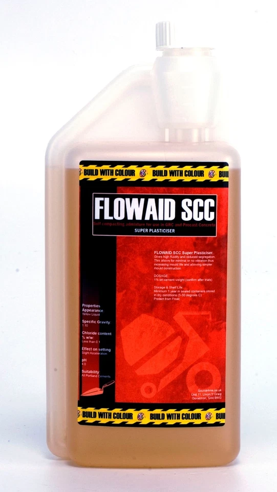 BUILD WITH COLOUR 1 Litre Concrete Super Plasticiser: water reducing Flowaid SCC superplasticizer