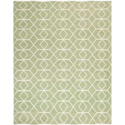 SAFAVIEH Dhurries DHU560B Handwoven Sage / Ivory Rug - Image 1 of 4