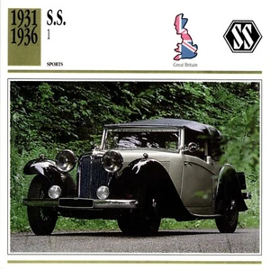 S.S. 1, 1931-1936. Collectors Club card. Classic Cars - Picture 1 of 2