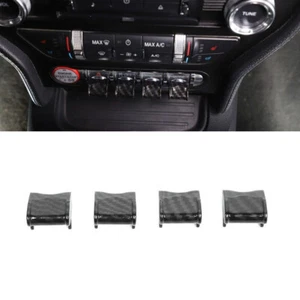 Carbon Fiber Dashboard Switch Button Decor Cover Trim For Ford Mustang 2015-2020 - Picture 1 of 6