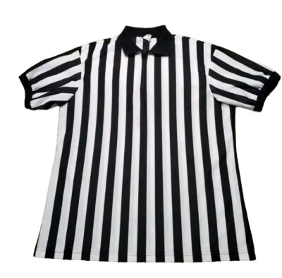 Majestic 2650 1/4 Cremallera Polo Árbitro Jersey Camisa Rayas Cebra Blanco y Negro LG Foto 1 de 4