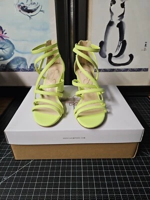 Sandalias de vestir Jessica Simpson Stassey para mujer enjauladas de cuero sintético con cremallera trasera 5M Foto 1 de 4