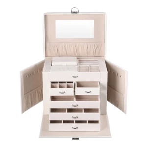 6 Tier Jewelry Storage Box Large Capacity Jewellery Organizer Necklace Rings Box - Picture 1 of 9