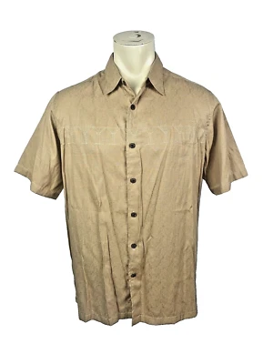 Basix Beige Martini Glass Embroidered Casual Button Up T Shirt Men's Large_4420 - Image 1 of 4
