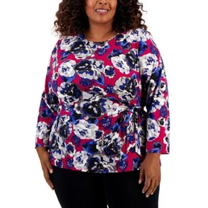 Kasper Womens Purple Floral Print Day To Night Pullover Top Plus 3X BHFO 5953 - Picture 1 of 1