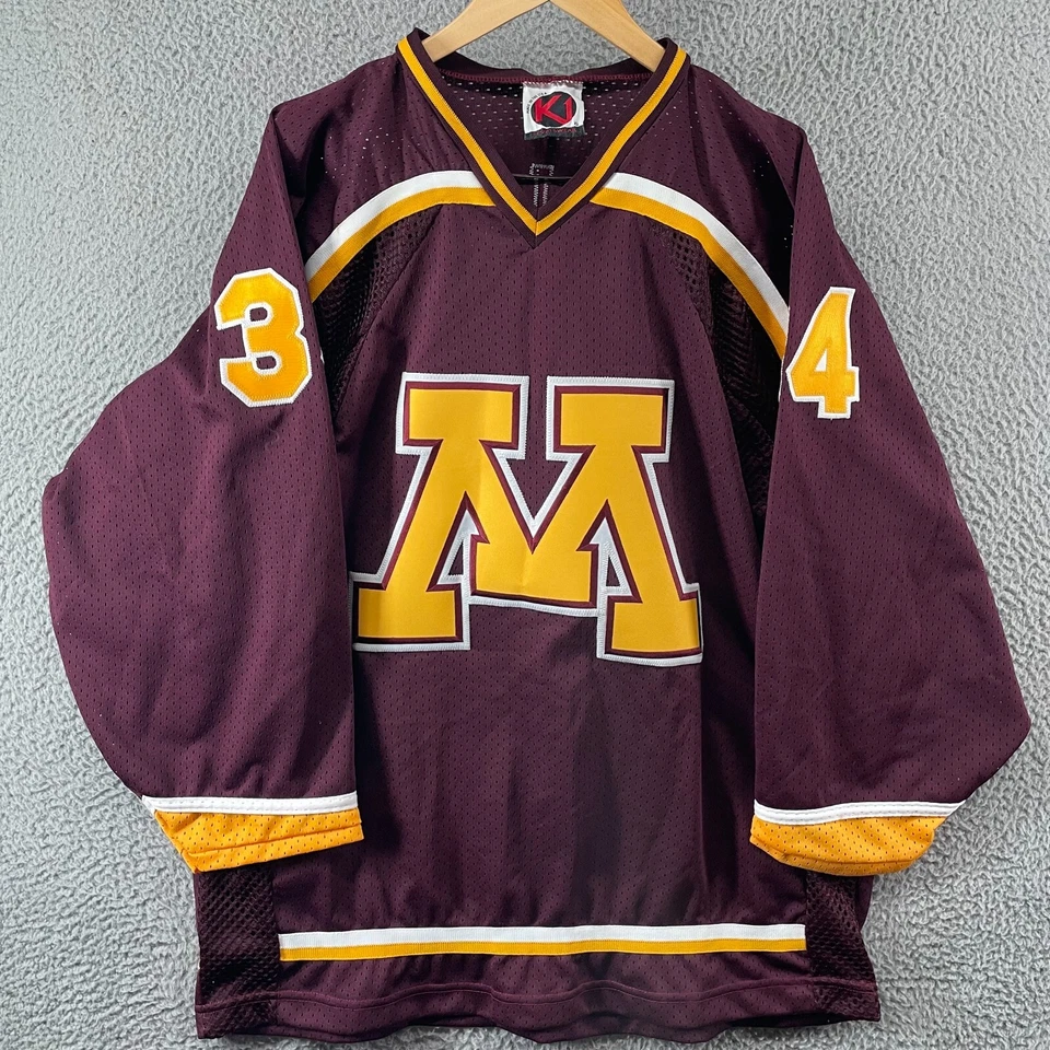 Vintage 90s Minnesota Gophers Hockey Jersey Spellout K1 Mens XL NCAA Pliam #34 - Image 1 of 4