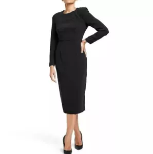 Vestido de vaina para mujer Sergio Hudson talla S medio negro hombro fuerte - Imagen 1 de 21