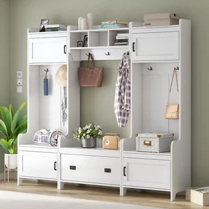 Modern 4-in-1 Hallway Coat Rack with 7 Metal Hooks - Picture 1 of 12