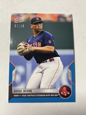2022 Topps MLB Now OS-56 RAFAEL DEVERS BOSTON RED SOX RESIGNS BLUE 37/49 - Image 1 of 2