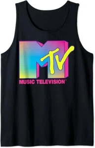 Licensed MTV Logo Fluorescent Colors Tank Top Womens Small Black - Picture 1 of 6