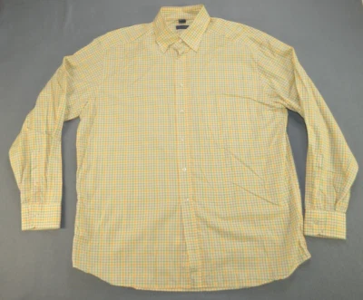 Camisa Jeff Rose Italia Para Hombres Manga Larga Amarillo Cuadros Abotonada Talla XL Foto 1 de 4