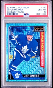 2016-17 O-Pee-Chee Platinum Mitch Marner Ice Blue Traxx Rookie RC #180 PSA 10 - Picture 1 of 2