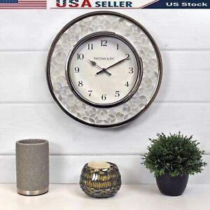 10.25” Gray Arabesque Mosaic Wall Clock Rounded Wall Clock Home Office Decor