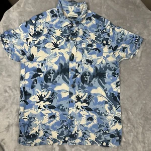 Magellan Outdoors Shirt Mens Large Button Up Short Sleeve Blue White Floral - Picture 1 of 9
