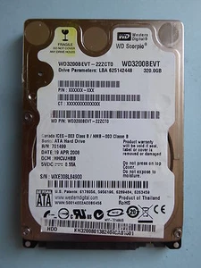 Western Digital WD3200BEVT-22ZCT0 | DMC: HHCVJHBB | 19 APR 2008 | 320 GB  #01 - Bild 1 von 1