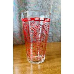 Vintage Federal glass red bartender measuring/mixing glass with 7 drink recipes. - Picture 1 of 10